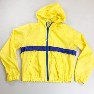 FIELD & STREAM Sailing Nautical Windbreaker Large VTG 80s 90s Hood Yellow Blue